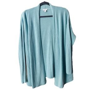 J Jill Open Front Cardigan Sz Lg Light Blue Cotton Viscose Careercore Cozycore